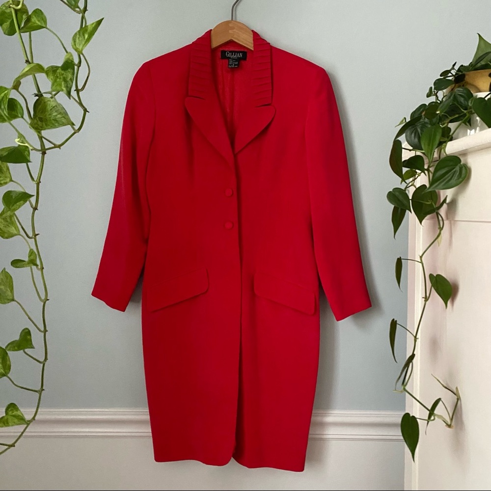 Vtg 80's St Gillian Red Silk Blazer Dress